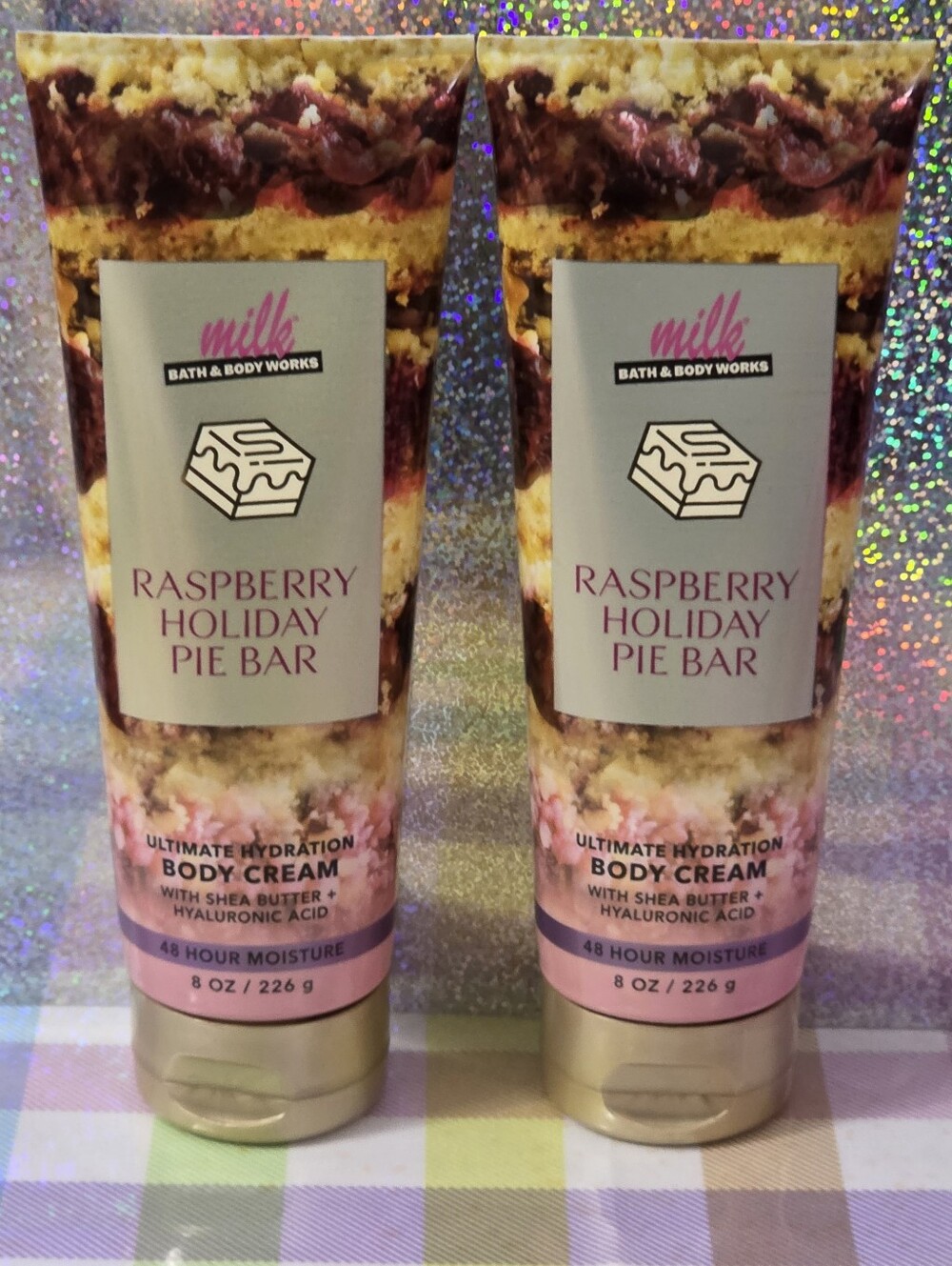 Bath & Body Works Raspberry Holiday Pie Bar Body Cream Set of 2 NEW RARE